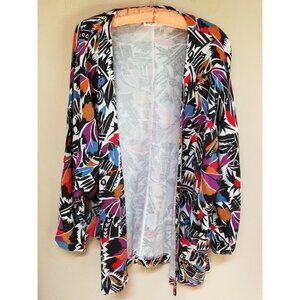 Vogue Alley Womens Open Front Cardigan Sweater Large Abstract Print Lightweight